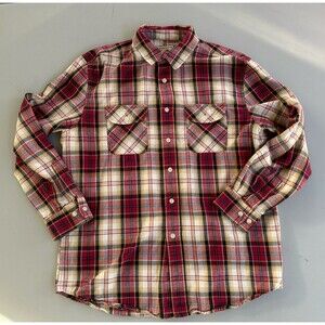 Surf Pendleton 100% Cotton Plaid Button Up Long Sleeve Shirt Pink -Women's Large